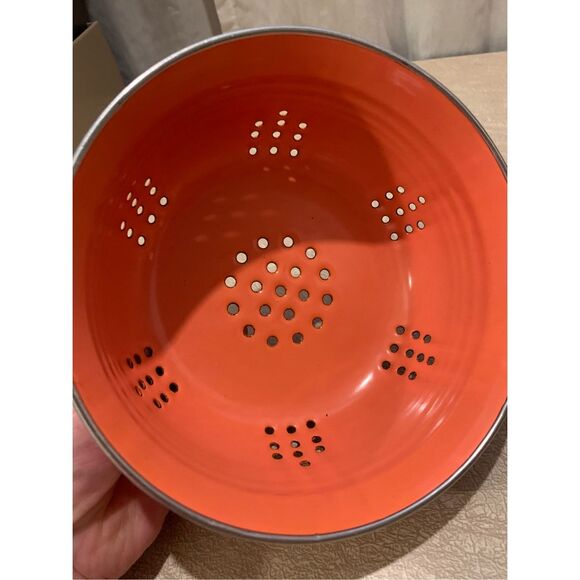Persimmon Enameled Colander-7” Strainer Metal Claw Handles RARE *Like Fiestaware - Picture 5 of 5
